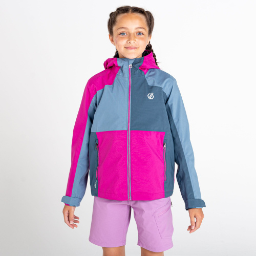 GIRL'S DARE2B 'SCRIBBLE' WHITE PATTERN WATER REPELLENT AND WINDPROOF SOFTSHELL. 